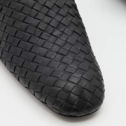 Pre Owned Bottega Veneta Black Intrecciato Leather Fiandra Flat Mules Size 43