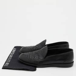 Bottega Veneta Black Intrecciato Leather Slip On Loafers Size 43