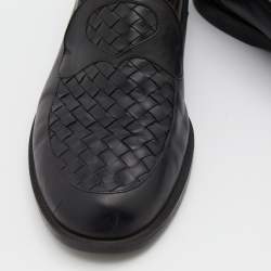 Bottega Veneta Black Intrecciato Leather Slip On Loafers Size 43