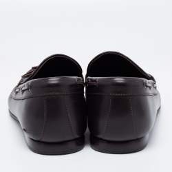 مملوكة مسبقًا Bottega Veneta Dark Brown Intrecciato Leather Bow Loafers Size 43