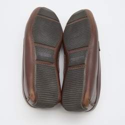 Bottega Veneta Brown Leather Wave Driver Intrecciato Penny Loafers Size 43