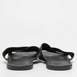 Bottega Veneta Green Leather Crisscross Flat Slides Size 44