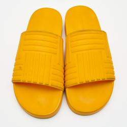 Bottega Veneta Orange Embossed Rubber Slides Size 41