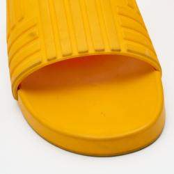 Bottega Veneta Orange Embossed Rubber Slides Size 41