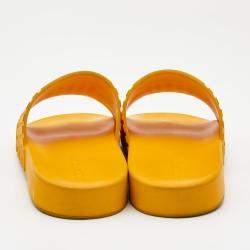 Bottega Veneta Orange Embossed Rubber Slides Size 41