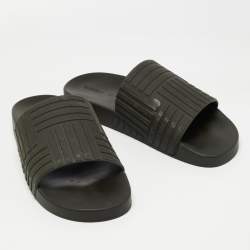 Bottega Veneta Black Embossed Rubber Slides Size 43