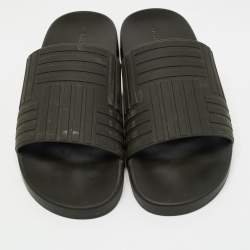 Bottega Veneta Black Embossed Rubber Slides Size 43