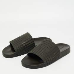 Bottega Veneta Black Embossed Rubber Slides Size 43