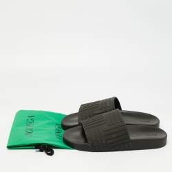 Bottega Veneta Black Embossed Rubber Slides Size 43