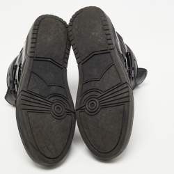 Bottega Veneta Black Woven Leather and Patent High Top Sneakers Size 41