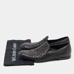 Bottega Veneta Black Intrecciato Leather Smoking Slippers Size  42