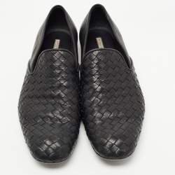 Bottega Veneta Black Intrecciato Leather Smoking Slippers Size  42