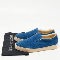 Bottega Veneta Blue Suede Intrecciato Low Top Sneakers Size 40.5
