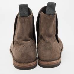 Bottega Veneta Brown Suede Voortrekking Jag Ankle Boots Size 40