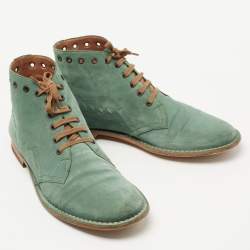 Bottega Veneta Green Suede Lace Up Boots Size 42