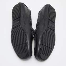 Bottega Veneta Black Intrecciato Leather Cervo Wave Driver Bow Slip On Loafers 41