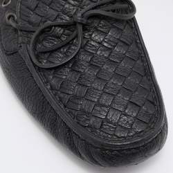 Bottega Veneta Black Intrecciato Leather Cervo Wave Driver Bow Slip On Loafers 41