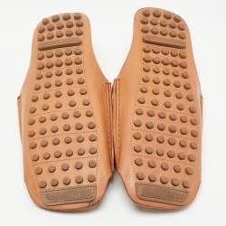 Pre Owned Bottega Veneta Brown Leather Intrecciato Weave Slide Sandals Size 44