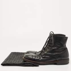Dolce & Gabbana Black Leather Combat Boots Size 43