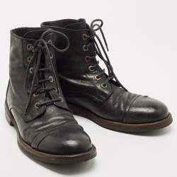 Dolce & Gabbana Black Leather Combat Boots Size 43