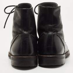 Dolce & Gabbana Black Leather Combat Boots Size 43