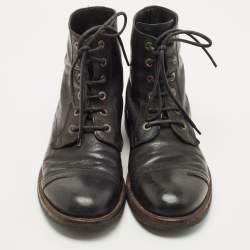 Dolce & Gabbana Black Leather Combat Boots Size 43