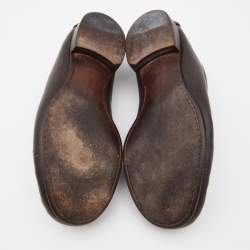 Bottega Veneta Dark Brown Leather Penny Slip On Loafers Size 42