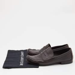 Bottega Veneta Dark Brown Leather Penny Slip On Loafers Size 42