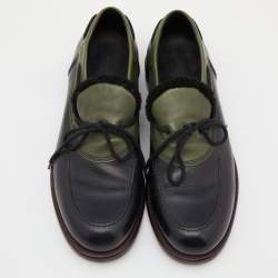 Bottega Veneta Black/Green Leather Slip On Loafers Size 42