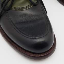 Bottega Veneta Black/Green Leather Slip On Loafers Size 42