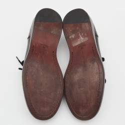 Bottega Veneta Black/Green Leather Slip On Loafers Size 42