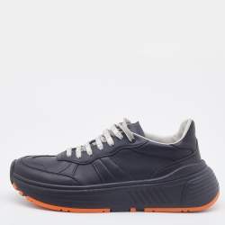 Pre Owned Bottega Veneta Black Leather Low Top Lace Up Sneakers Size 38