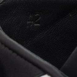 Pre Owned Bottega Veneta Black/White Intrecciato Leather Slides Size 42