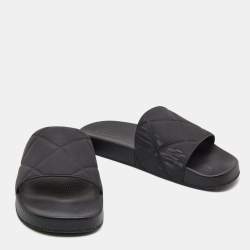 Pre Owned Bottega Veneta Black Rubber Pool Slides Size 41