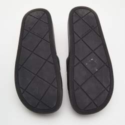 Pre Owned Bottega Veneta Black Rubber Pool Slides Size 41