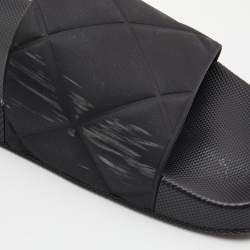 Pre Owned Bottega Veneta Black Rubber Pool Slides Size 41