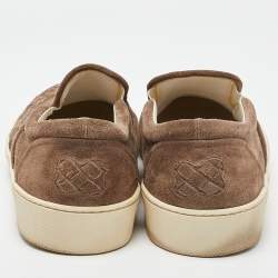 Bottega Veneta Brown Intrecciato Suede Dodger Slip On Sneakers Size 45