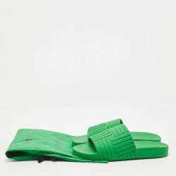 Bottega Veneta Green Rubber Flat Slides Size 40