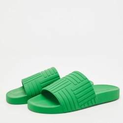 Bottega Veneta Green Rubber Flat Slides Size 40