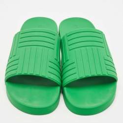 Bottega Veneta Green Rubber Flat Slides Size 40