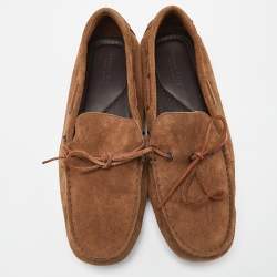 مملوكة مسبقًا Bottega Veneta Brown Suede Lace Up Loafers Size 40