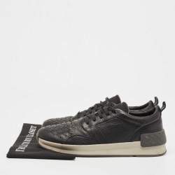 Pre Owned Bottega Veneta Black Intrecciato Leather Lace Up Sneakers Size 43