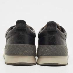 Pre Owned Bottega Veneta Black Intrecciato Leather Lace Up Sneakers Size 43