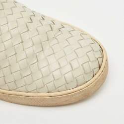 Bottega Veneta Grey Intrecciato Leather Slip On Sneakers Size 41