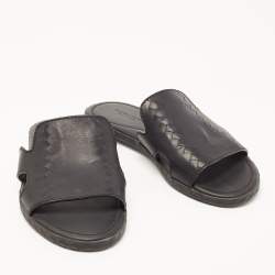 Bottega Veneta Black Leather Slide Sandals Size 41