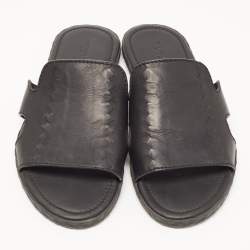 Bottega Veneta Black Leather Slide Sandals Size 41