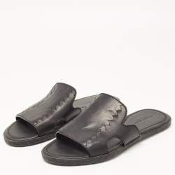 Bottega Veneta Black Leather Slide Sandals Size 41