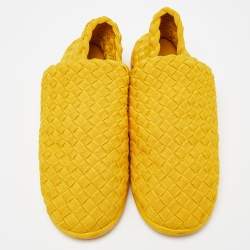 Pre Owned Bottega Veneta Yellow Woven Fabric Slip On Sneakers Size 45.5