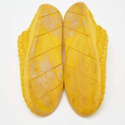 Pre Owned Bottega Veneta Yellow Woven Fabric Slip On Sneakers Size 45.5
