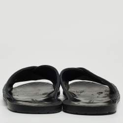 Pre Owned Bottega Veneta Navy Blue Intrecciato Leather Criss Cross Flat Slides Size 44